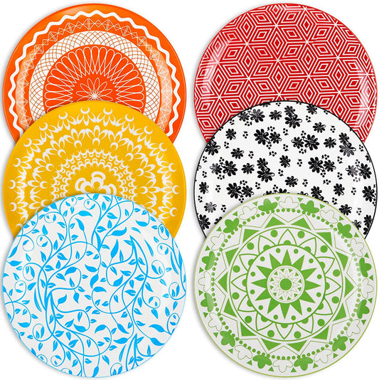 Ceramic Salad Plates Set, Colorful Serving Plates for Restaurant, Kitchen and Family Party Use, Dishwasher & Microwave Safe